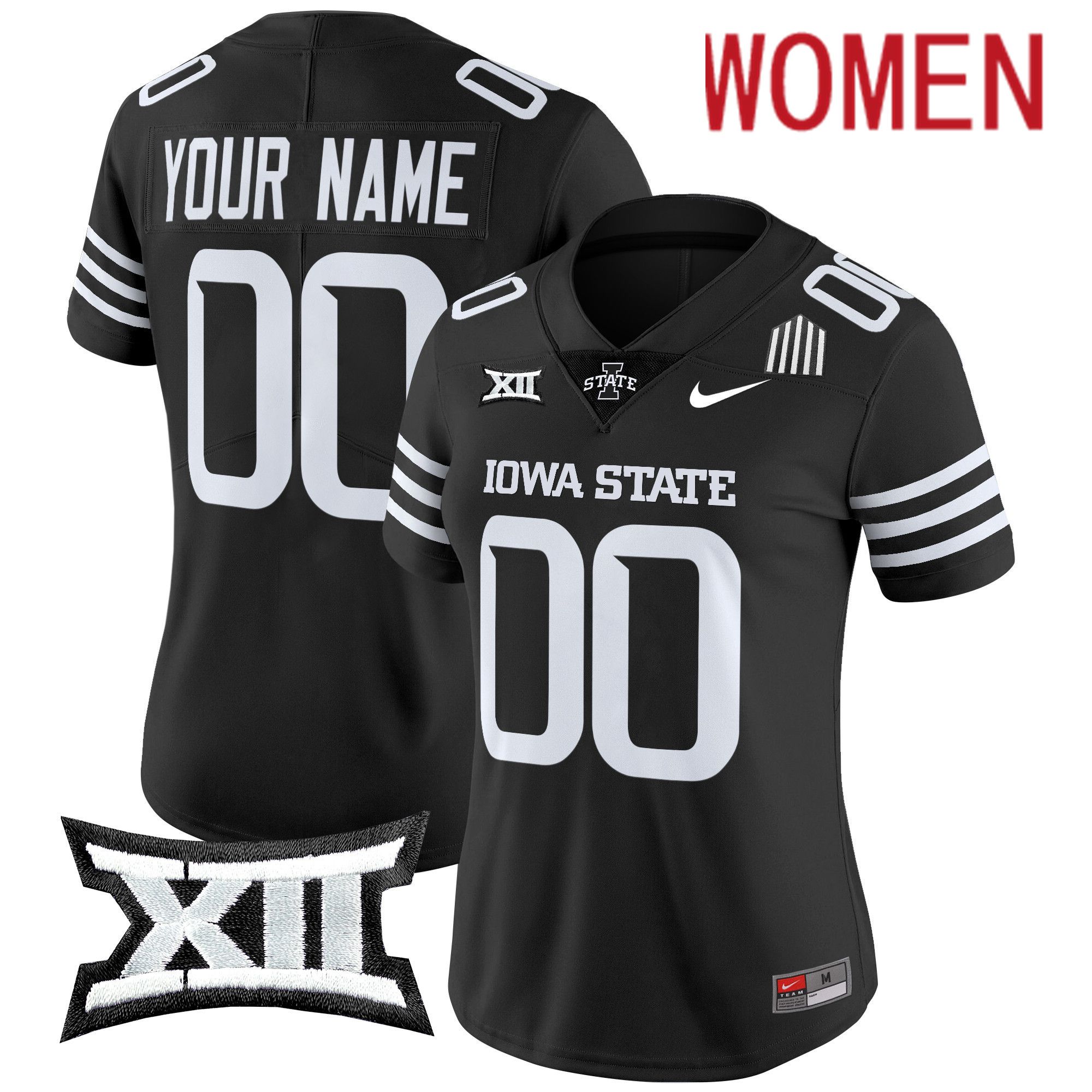 Women Iowa State Cyclones Black Nike 2024 Vapor Limited Custom NCAA Jersey